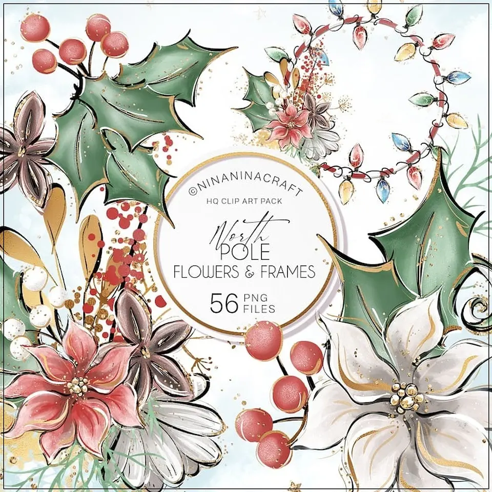 Kit Digital North Pole Flowers e Frames Natal 21 1