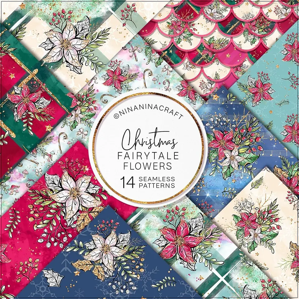 Kit Digital Christmas Fairytale Flowers Natal 6 1
