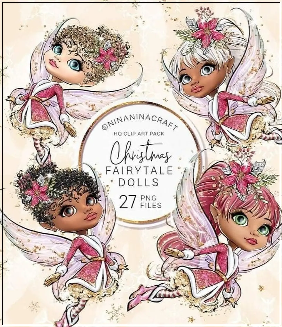 Kit Digital Christmas Fairytale Dolls Natal 3 1