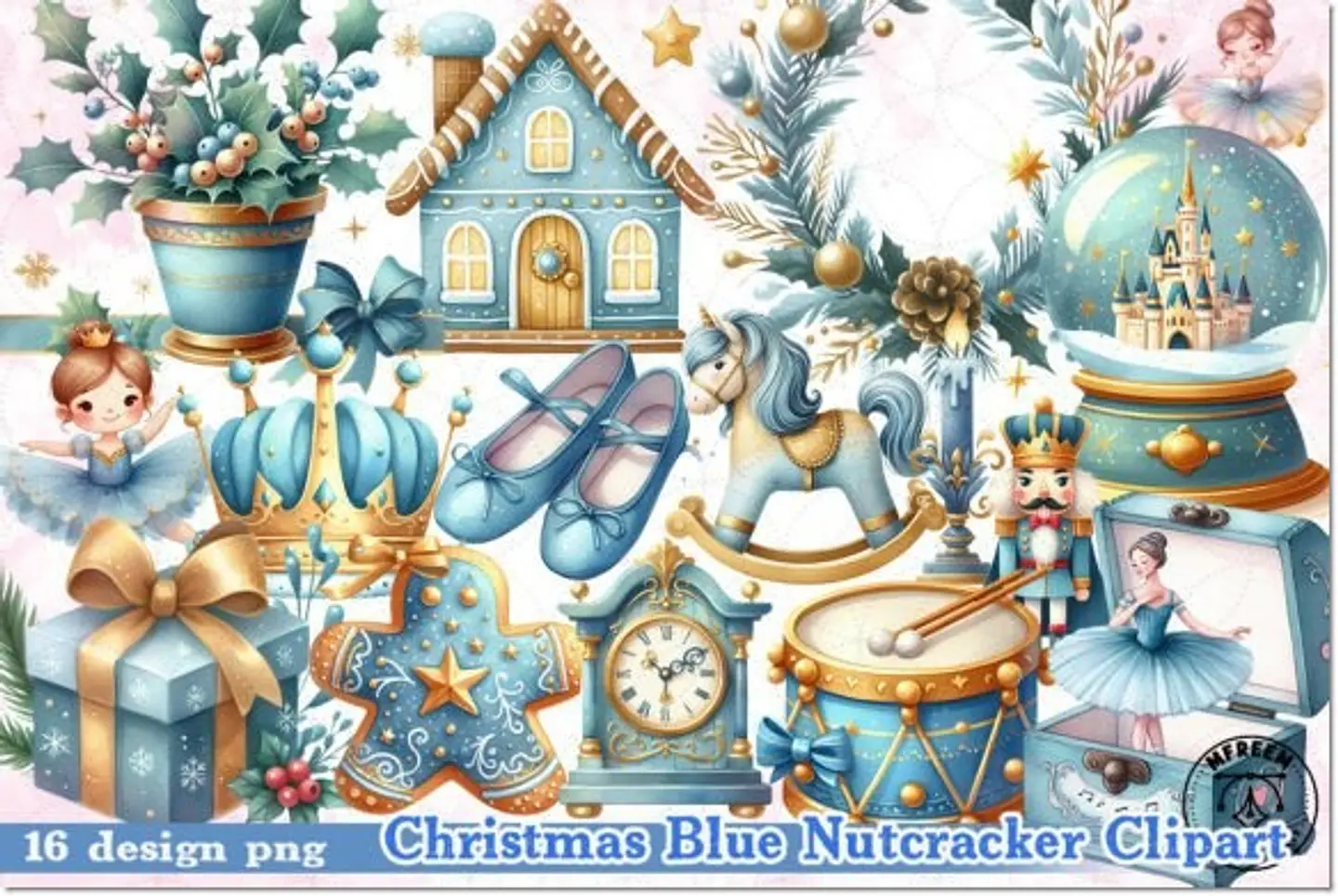 Kit Digital Christmas Blue Nutcracker Clipart Natal 1 1