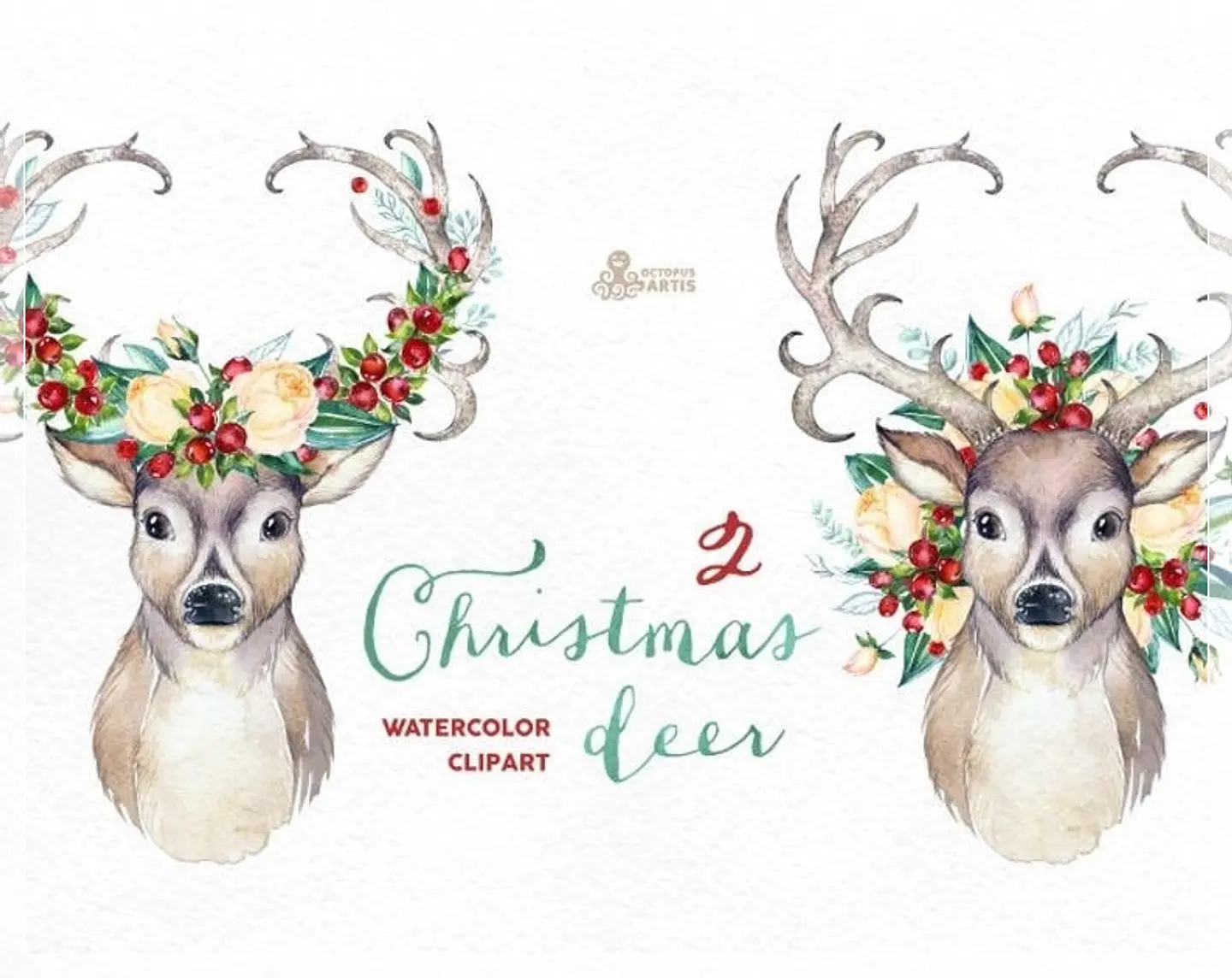 Kit Digital Christmas Deer Natal 3 1