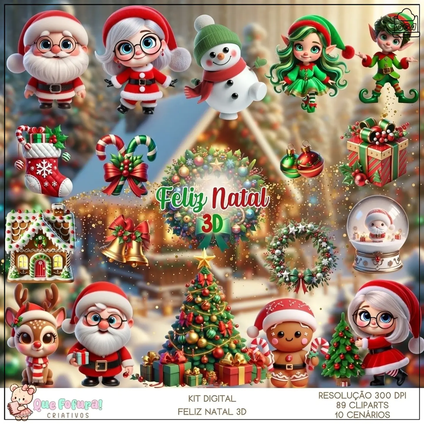 Kit Digital Feliz Natal 3D 1 1