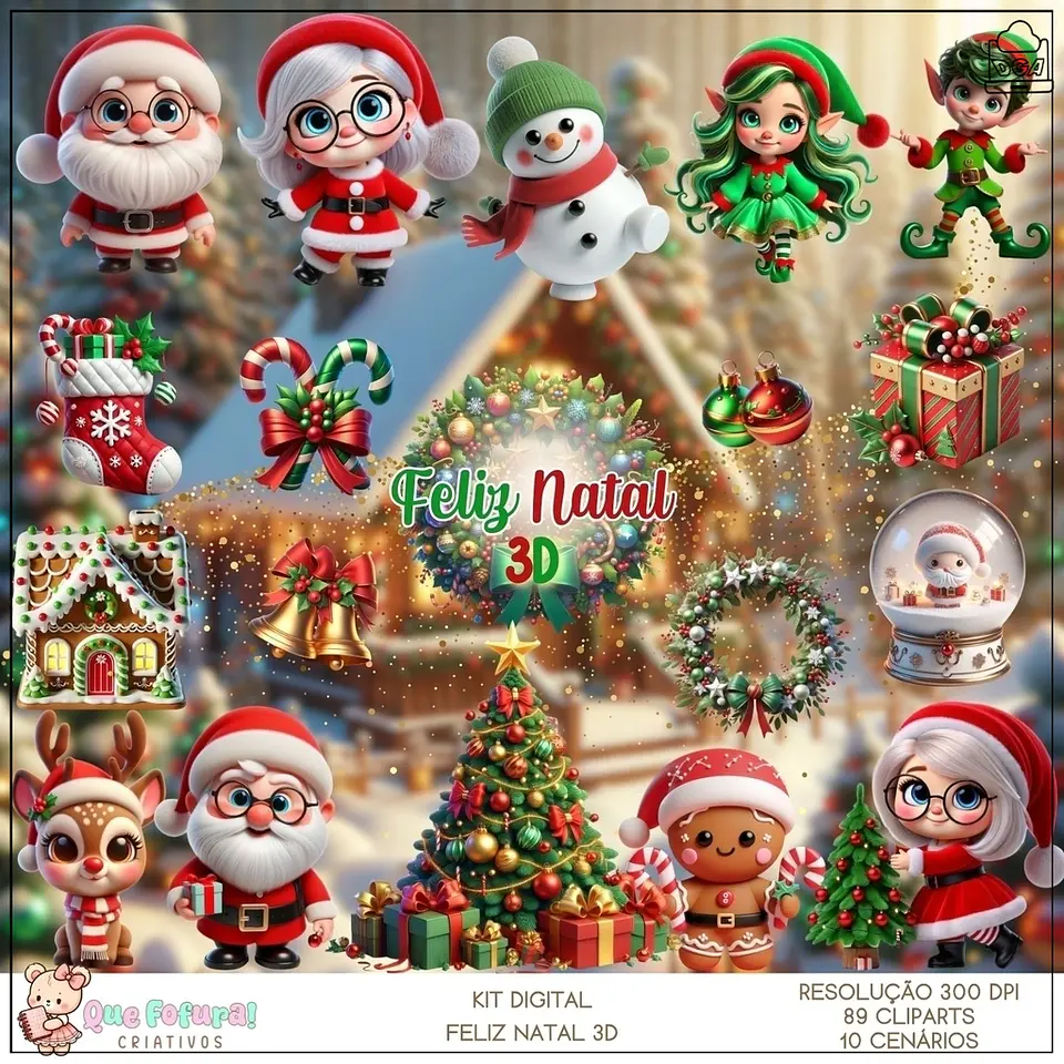 Kit Digital Feliz Natal 3D 1 1