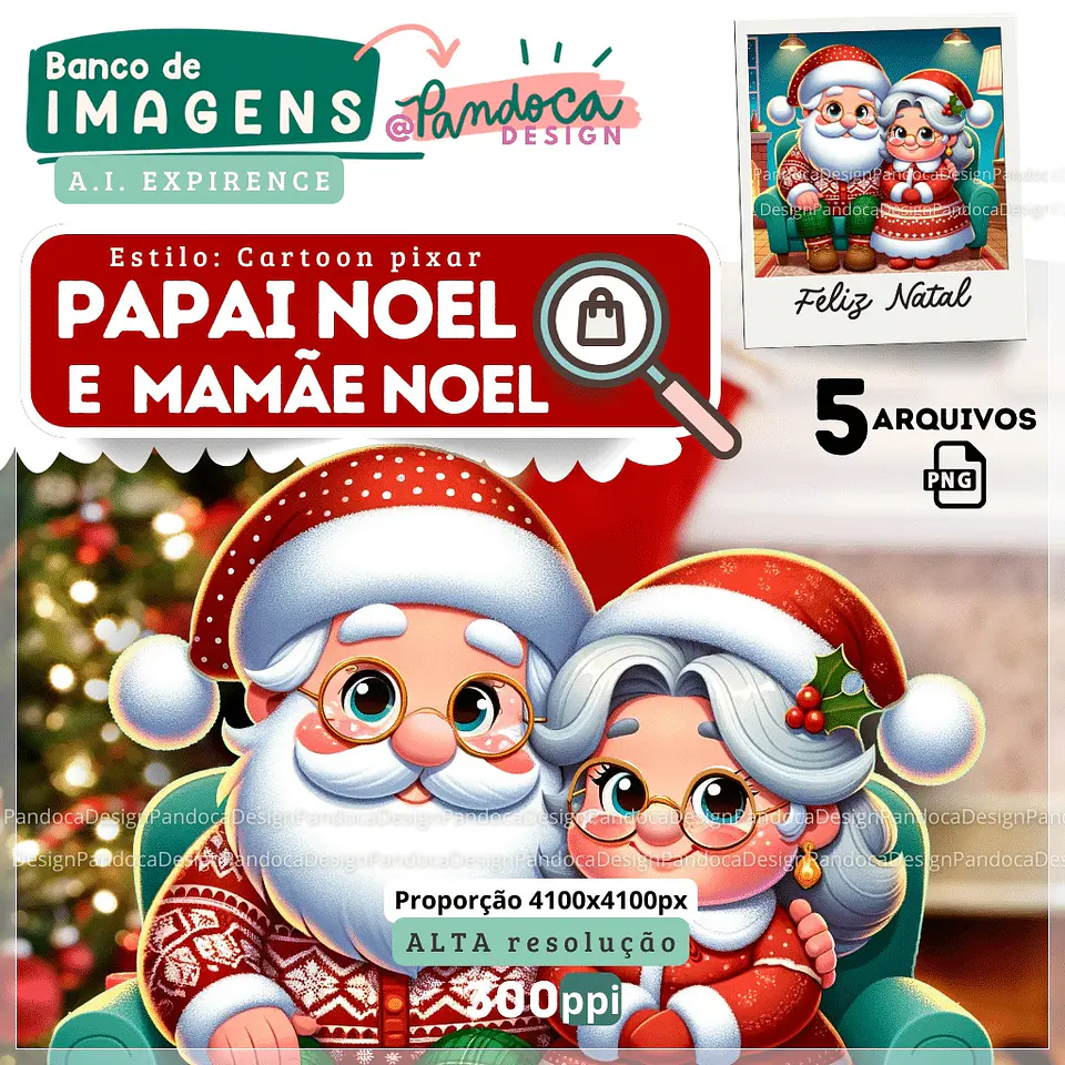 Kit Digital Papai e Mamãe Noel Natal 7 1