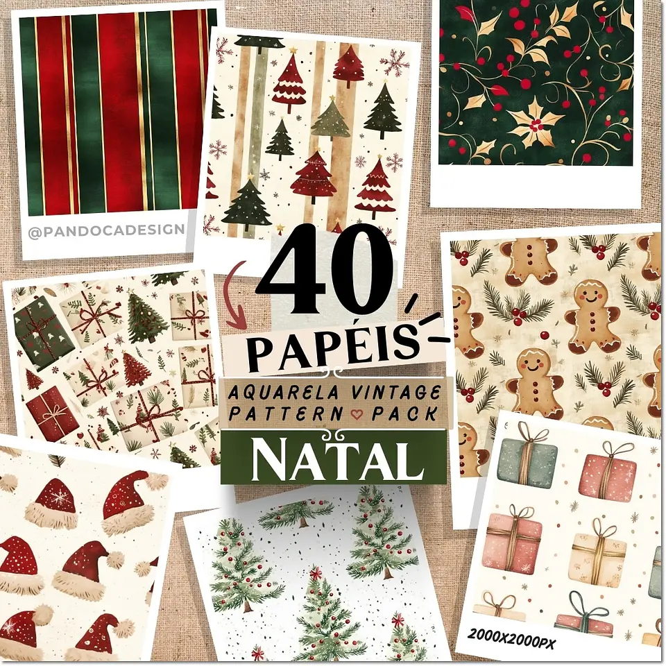 Kit Digital Papéis Aquarela Natal 13 1