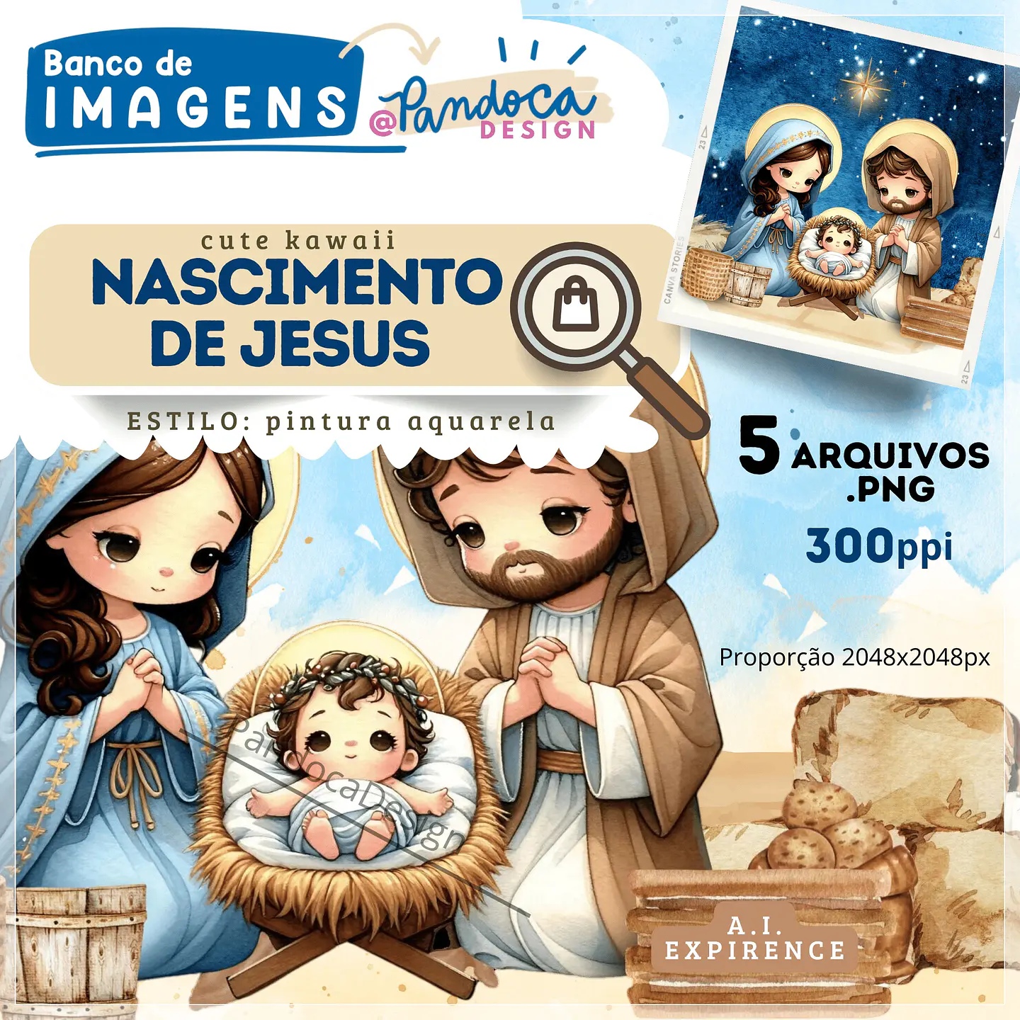 Kit Digital Clipart Nascimento de Jesus Chibi Natal 10 1