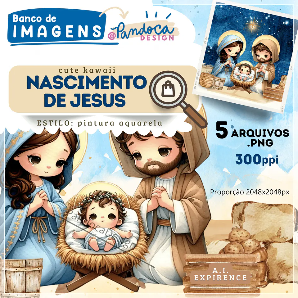 Kit Digital Clipart Nascimento de Jesus Chibi Natal 10 1