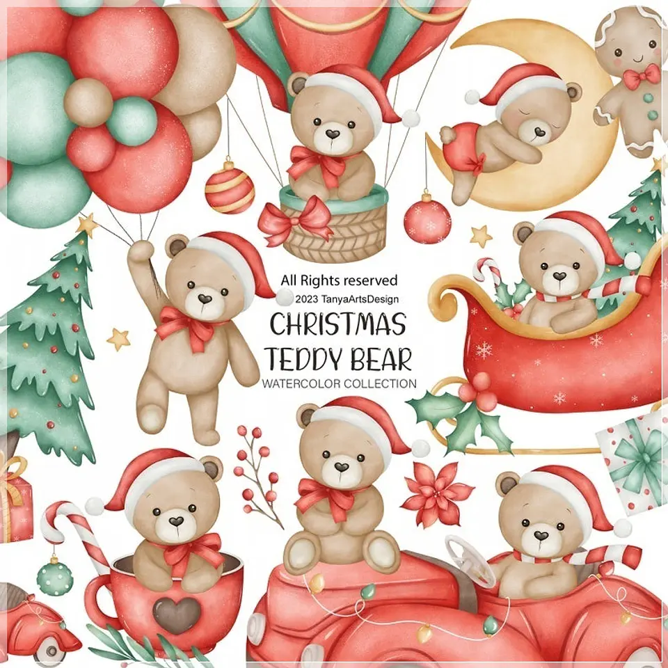 Kit Digital Christmas Teddy Bear Natal 1 1