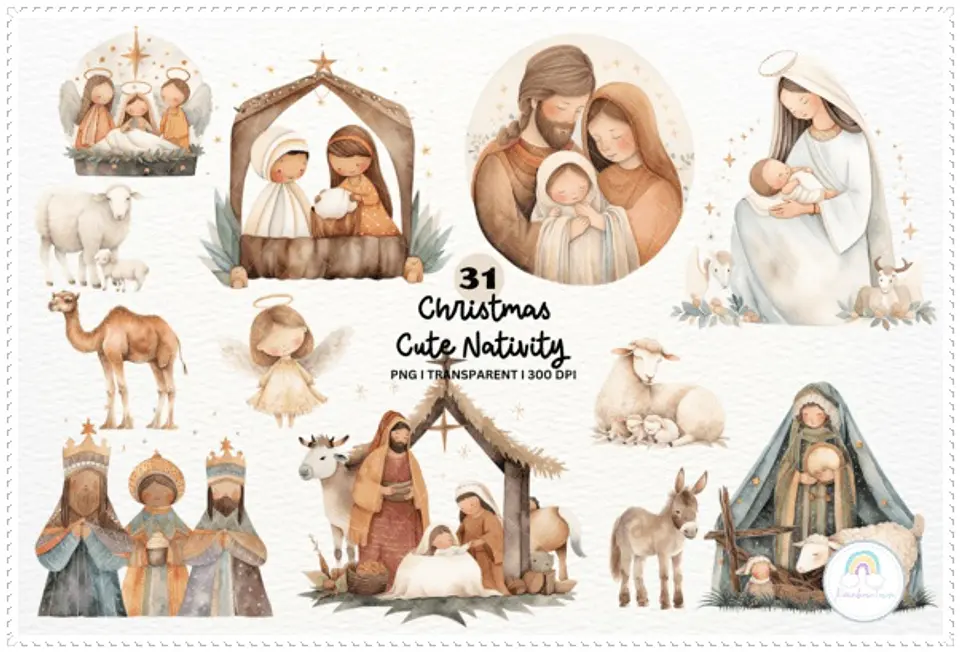 Kit Digital Cute Christmas Nativity Scene Natal 1 1