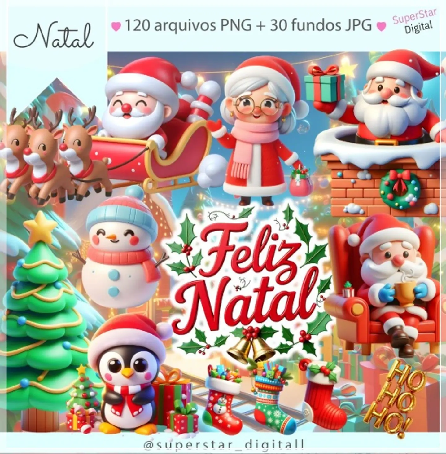 Kit Digital Feliz 3D Natal 1 1
