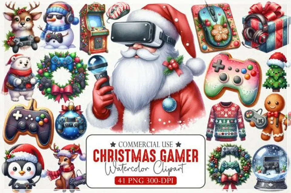 Kit Digital Christmas Gamer Clipart Natal 1 1