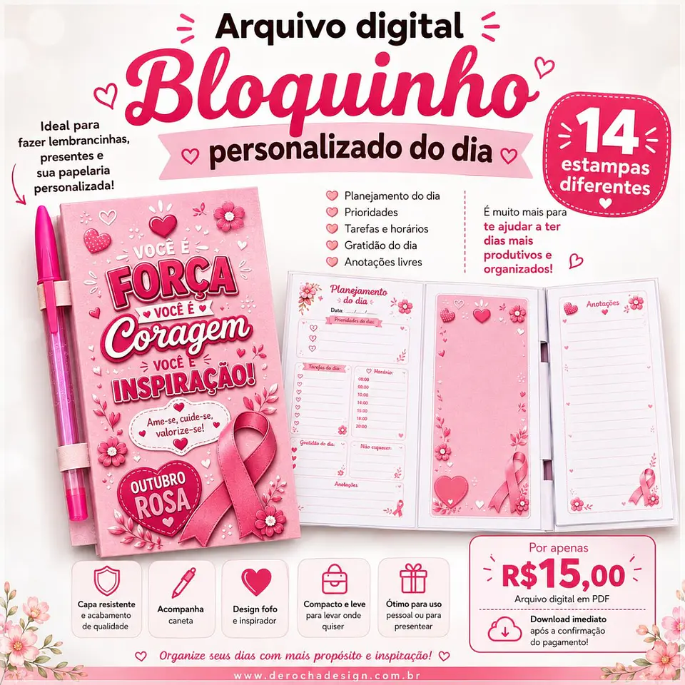 Encadernação - Bloquinho Outubro Rosa 02 1