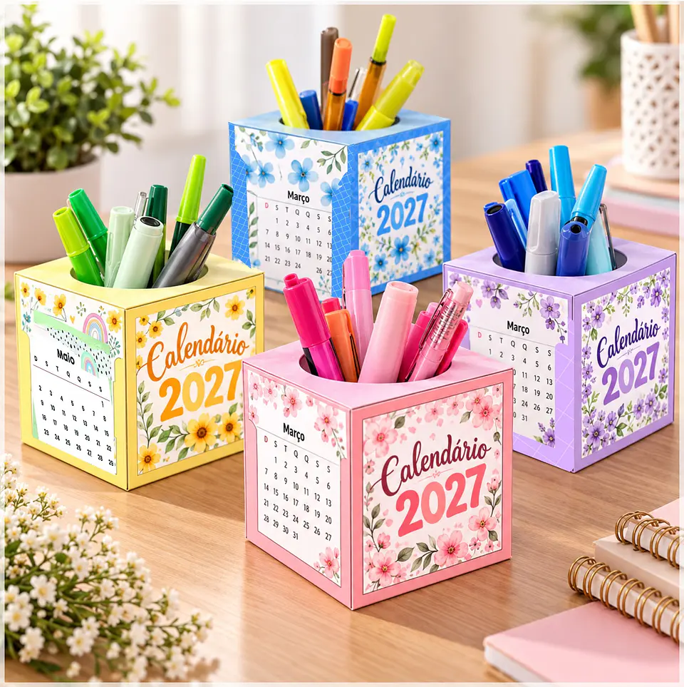 Arquivo de Corte Porta Canetas com Calendário 1 1