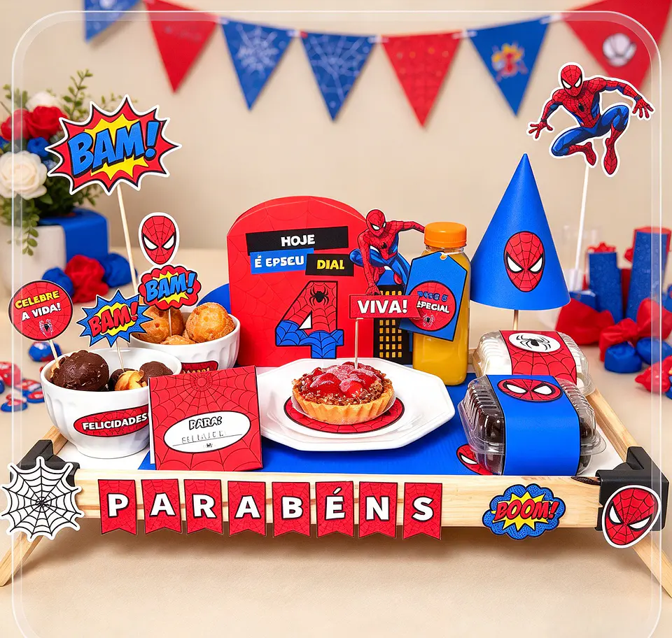 Arquivo de Corte Kit Bandeja Aniversário Homem Aranha 5 1