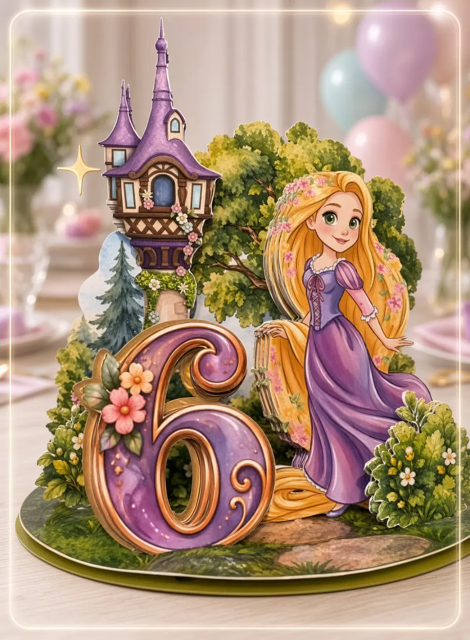Arquivo de Corte Topo de Bolo Cenario Vela Enrolados Rapunzel 2 1