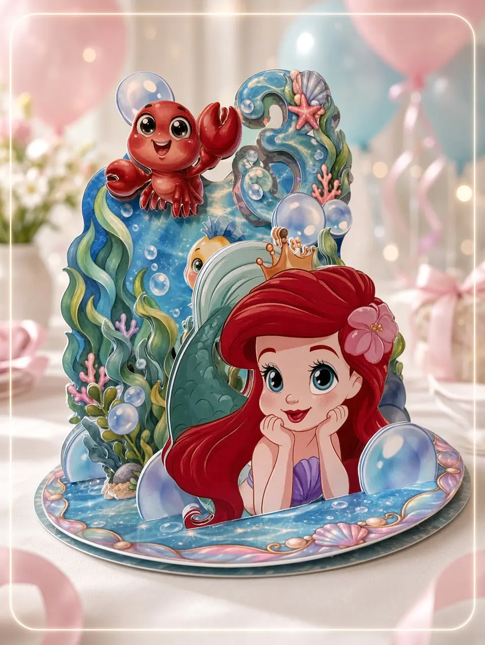 Arquivo de Corte Topo de Bolo Cenário Vela Ariel A Pequena Sereia 1 1