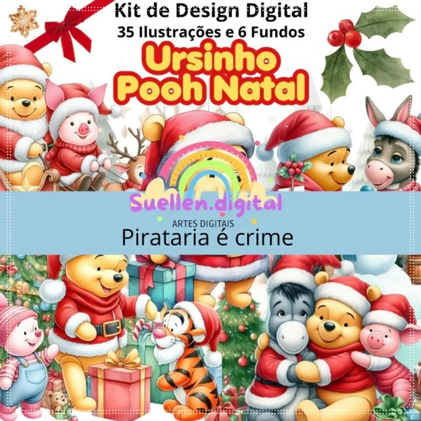 Kit Digital Ursinho Pooh Natal 6 1