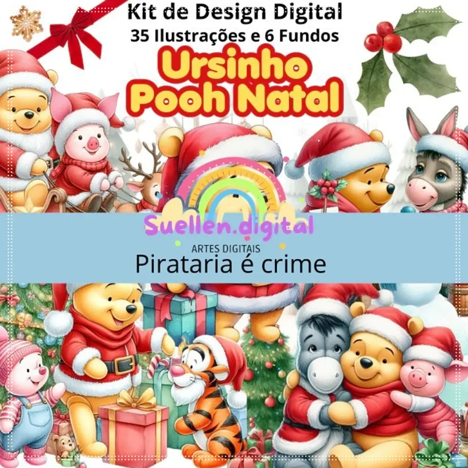 Kit Digital Ursinho Pooh Natal 6 1