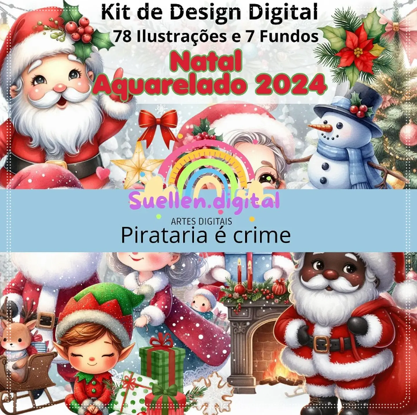 Kit Digital Aquarelado Natal 2 1