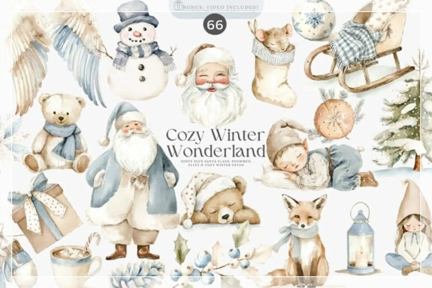 Kit Digital Watercolor Christmas Decor Clipart Natal 55 1