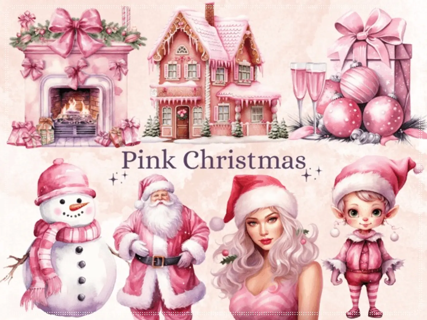 Kit Digital Pink Christmas Clipart Natal 46 1