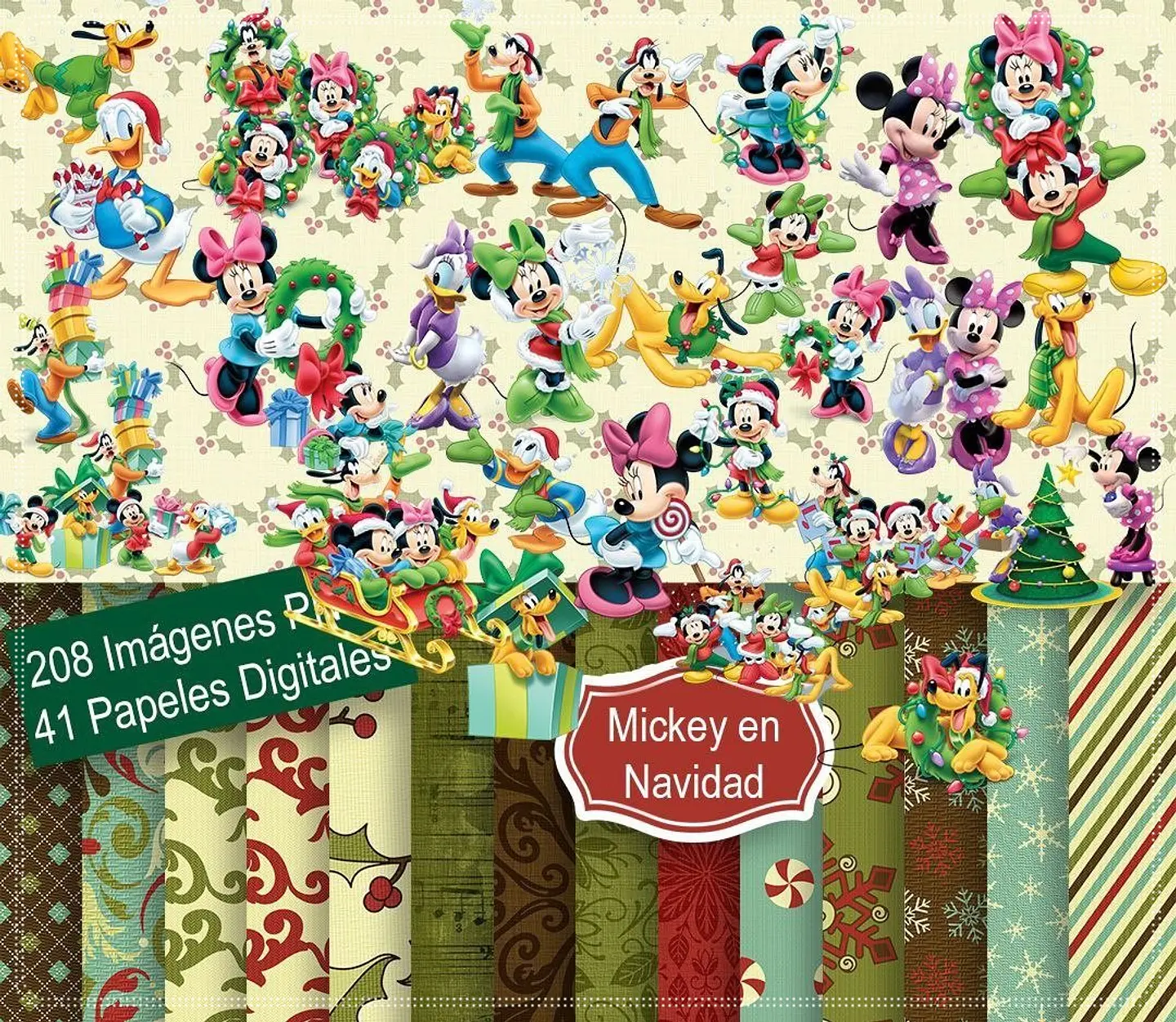 Kit Digital Mickey en Navidad Natal 15 1