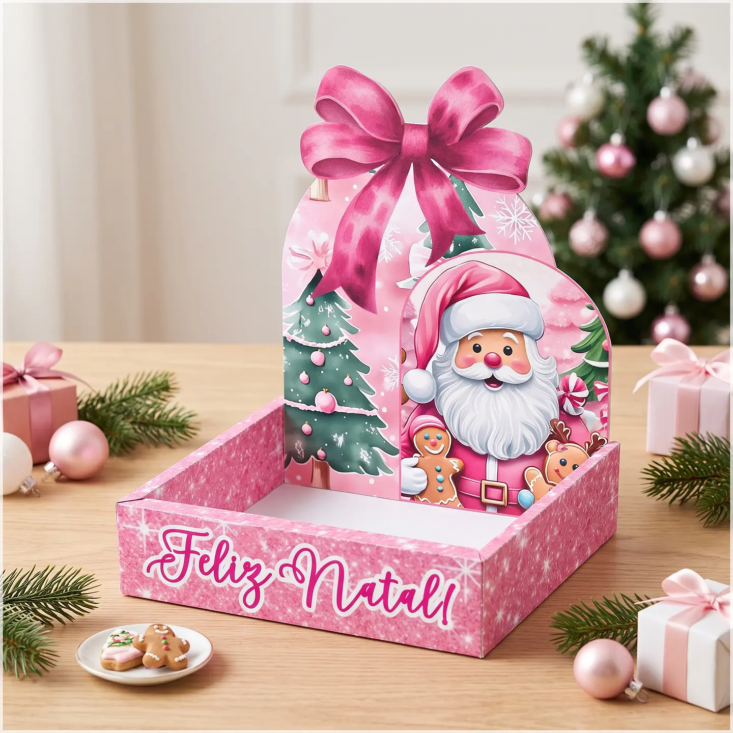 Arquivo de Corte Caixa Mini Cenário Natal Rosa 5 1