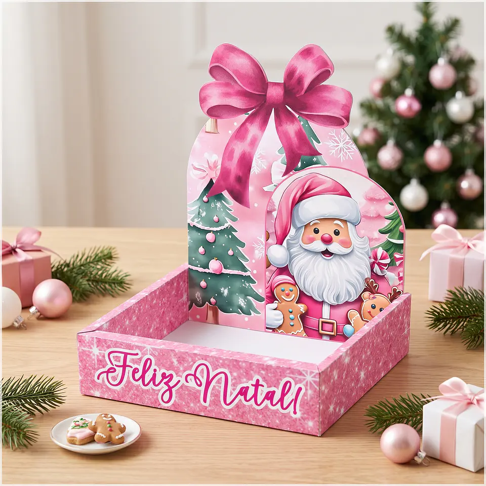 Arquivo de Corte Caixa Mini Cenário Natal Rosa 5 1
