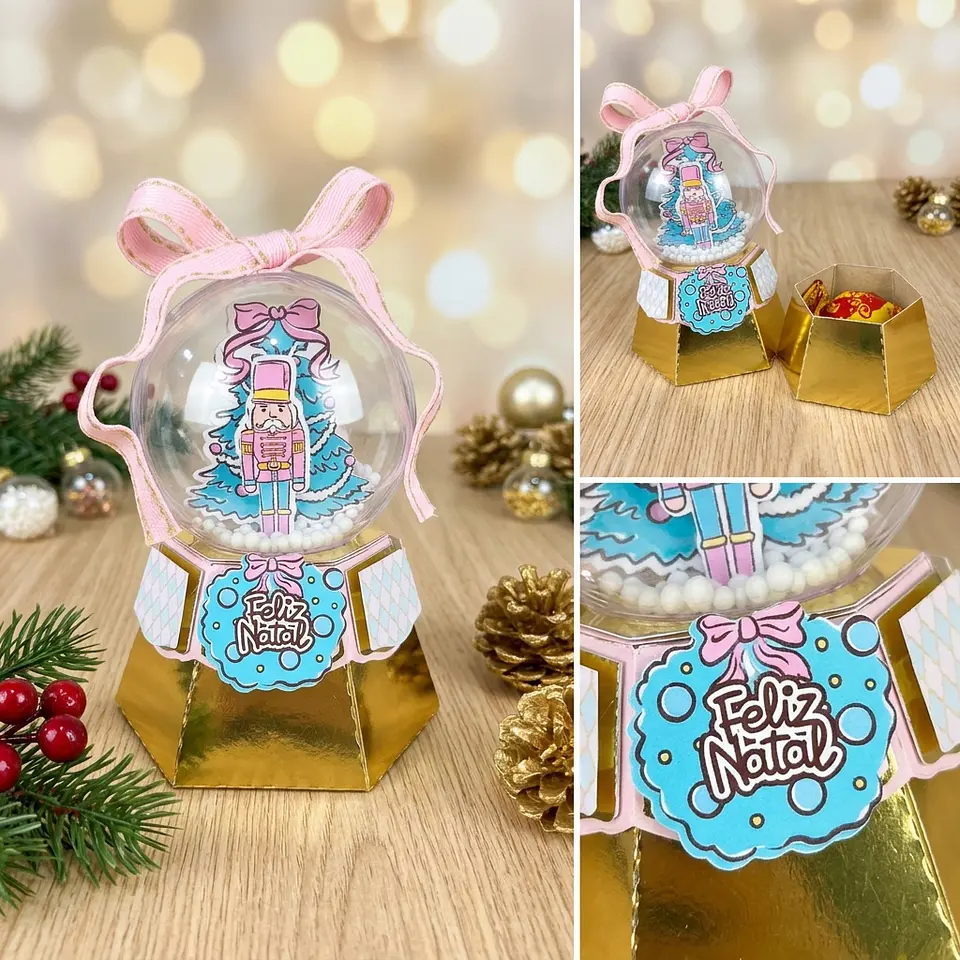 Arquivo de Corte Caixa Multiuso Globo Rosa Natal 10 1
