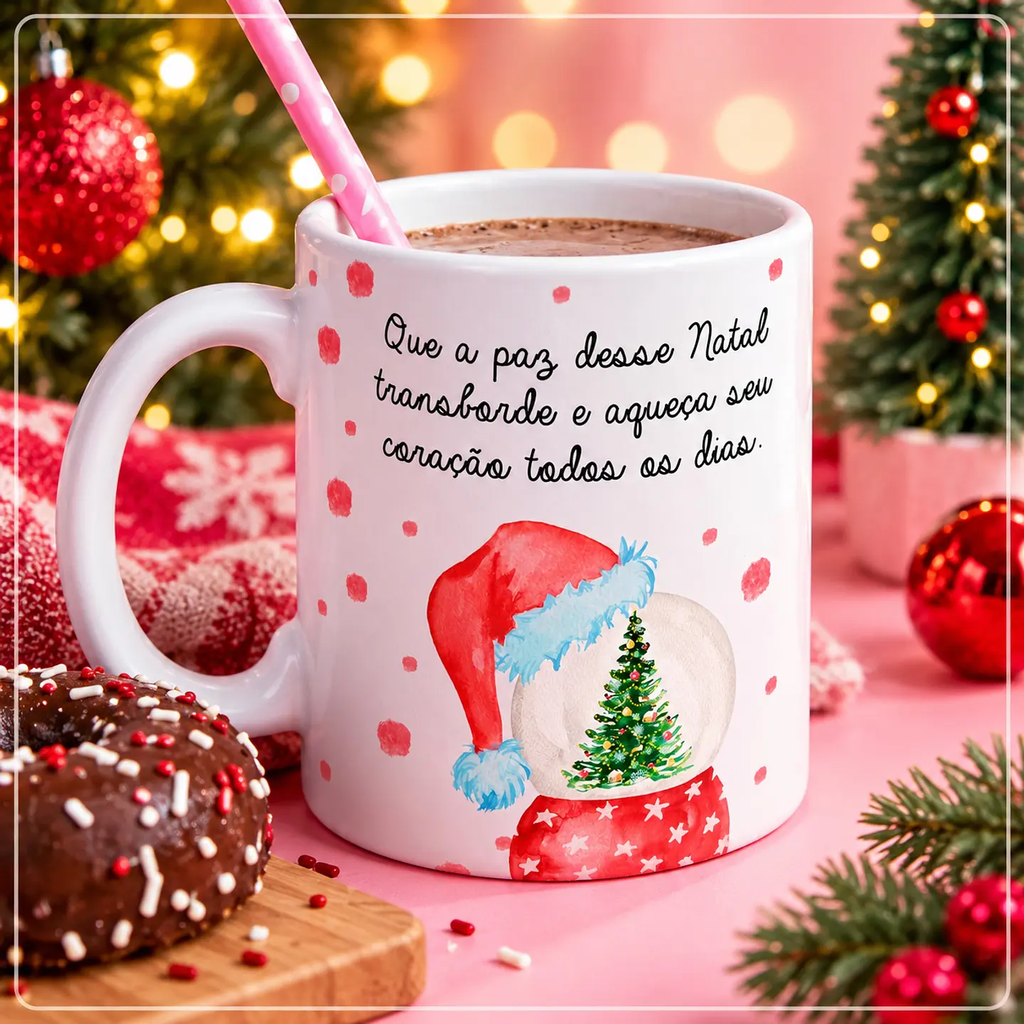 Sublimação - Caneca Que a paz desse transborde e aqueça seu coração todos os dias Natal 25 1