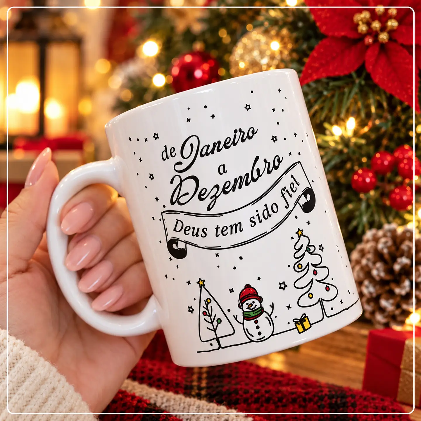 Sublimação - Caneca De Janeiro a Dezembro Deus tem sido Fiel Natal 23 1