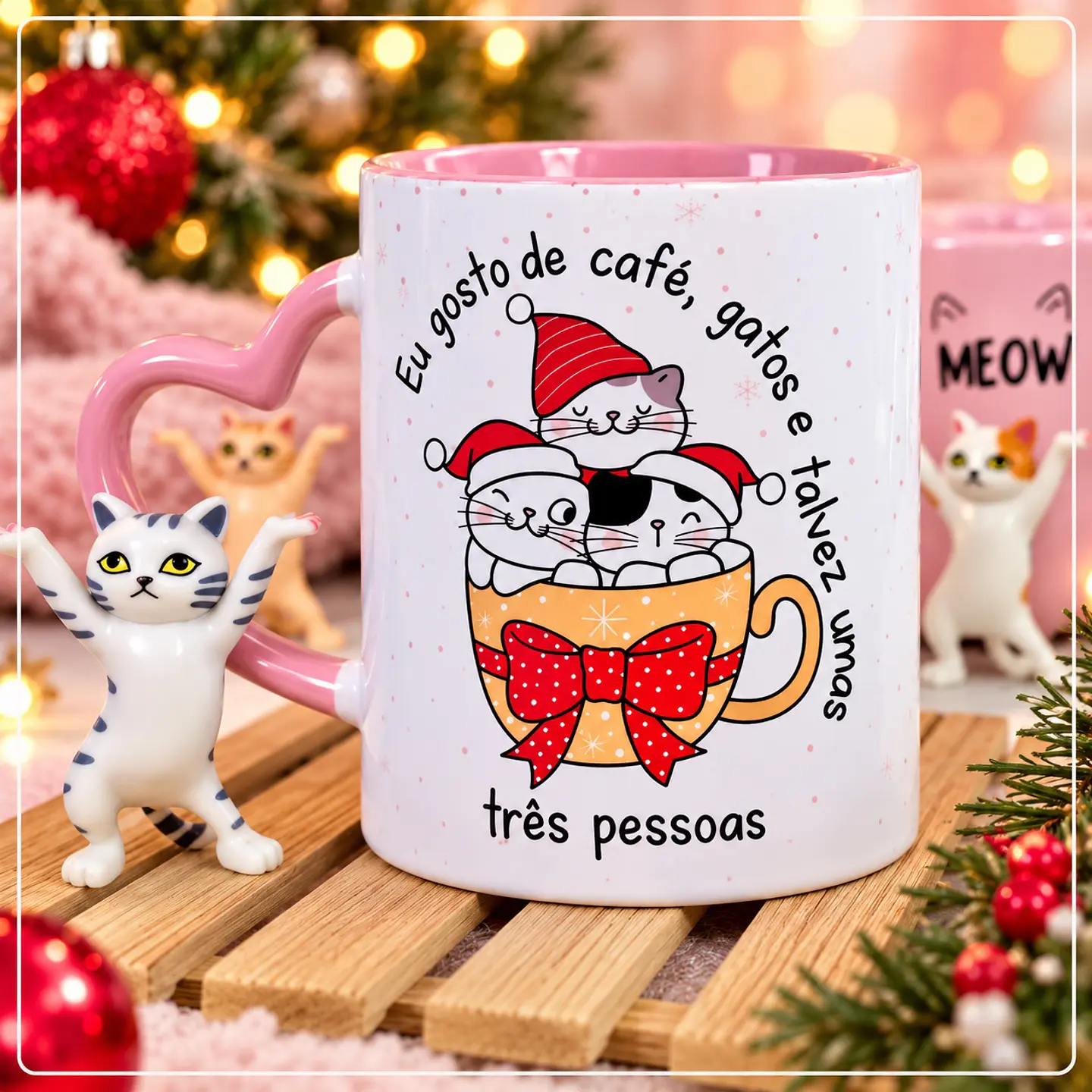 Sublimação - Caneca Eu gosto de café, gatos e talvez umas três pessoas Natal 22 1