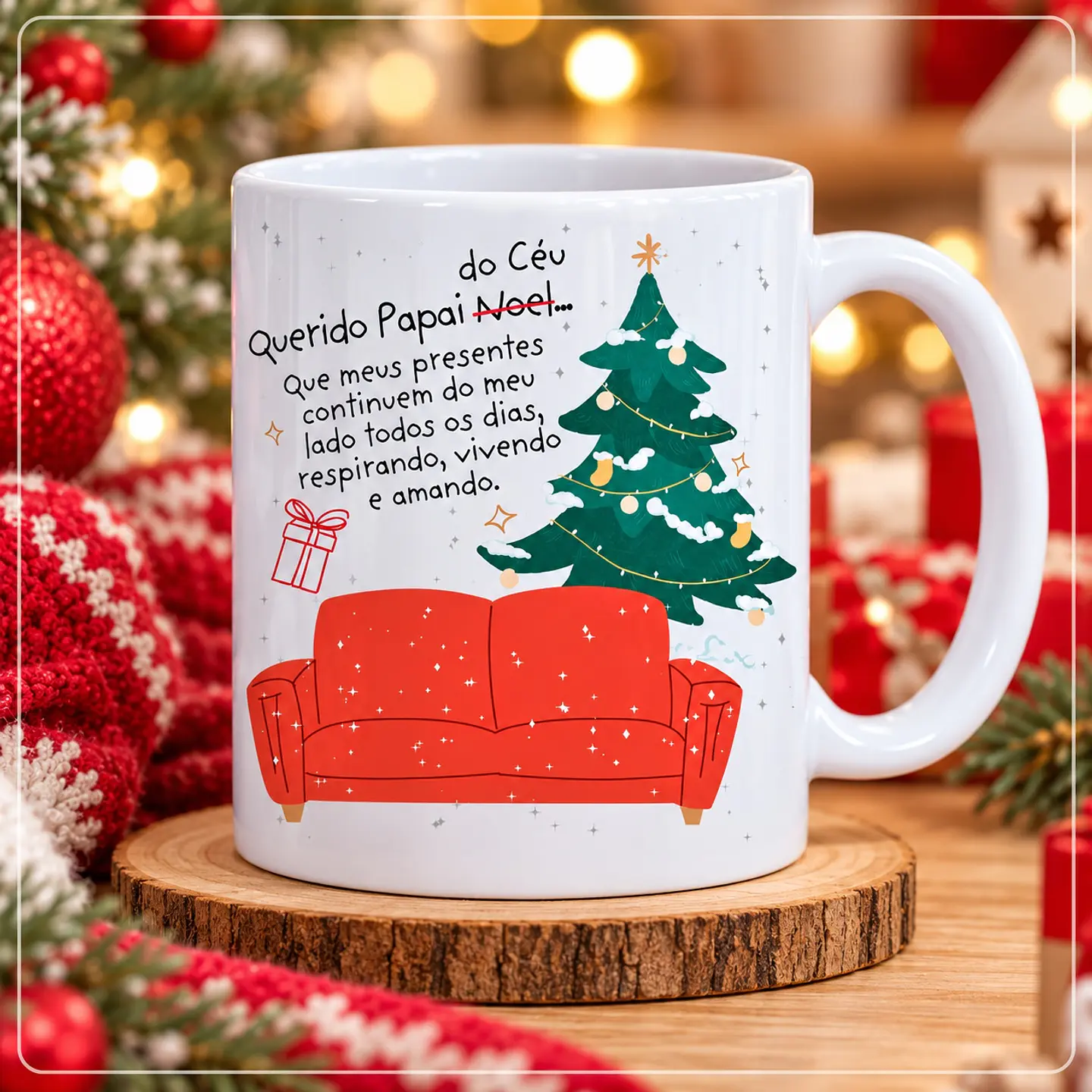 Sublimação - Caneca Querido Papai do céu, que meus presentes continuem do meu lado todos os dias, respiran Natal 14 1
