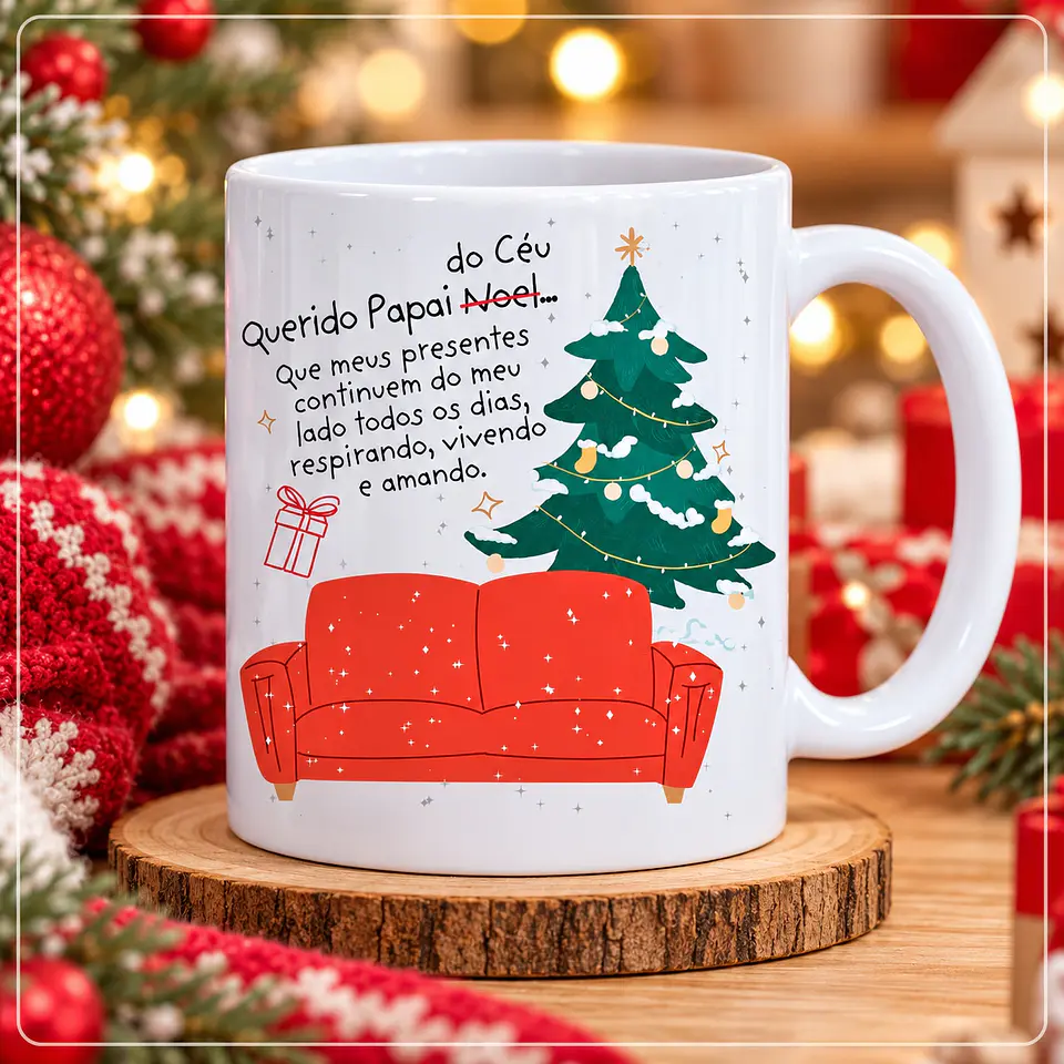 Sublimação - Caneca Querido Papai do céu, que meus presentes continuem do meu lado todos os dias, respiran Natal 14 1