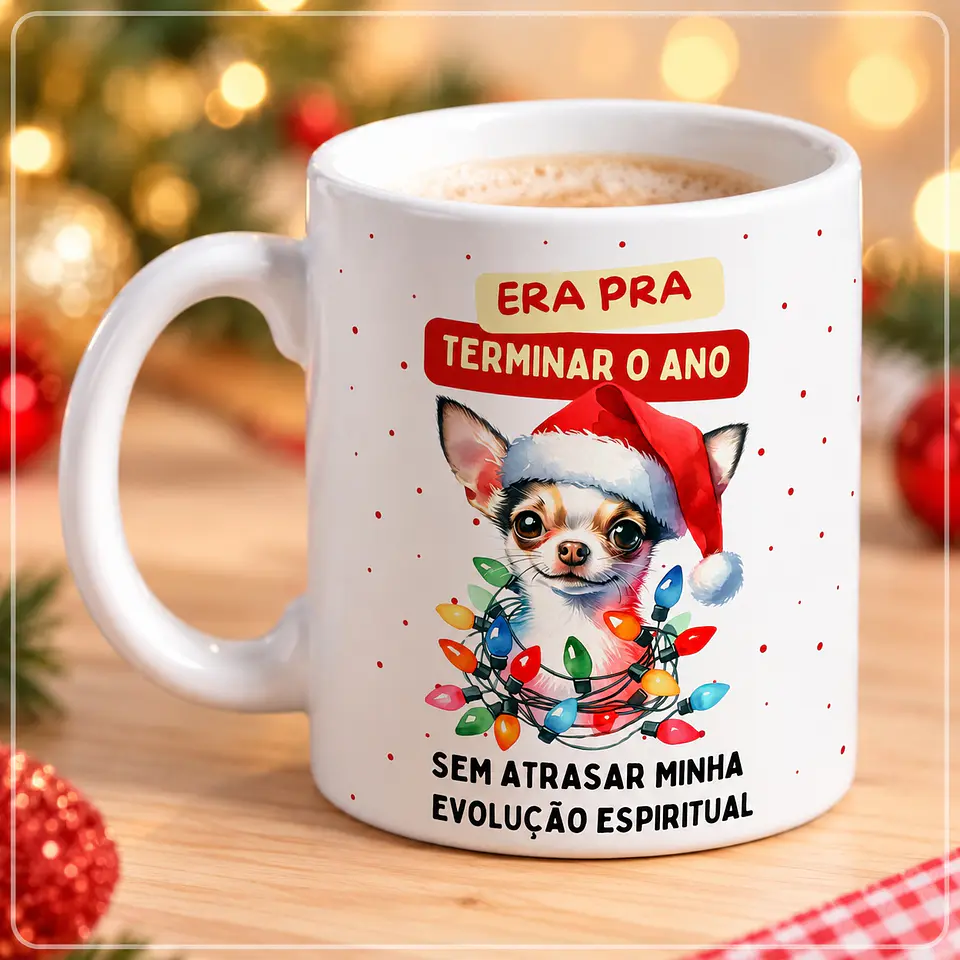 Sublimação - Caneca Era pra terminar o ano sem atrasar minha evolução espiritual, Natal 5 1