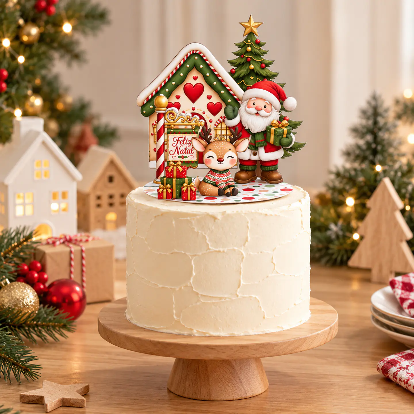 Arquivo de Corte Topo de Bolo Cenário Papai Noel Natal 7 1