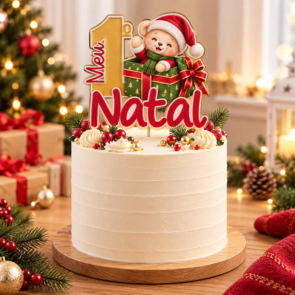 Arquivo de Corte Topo de Bolo Natal Ursinho 3 1