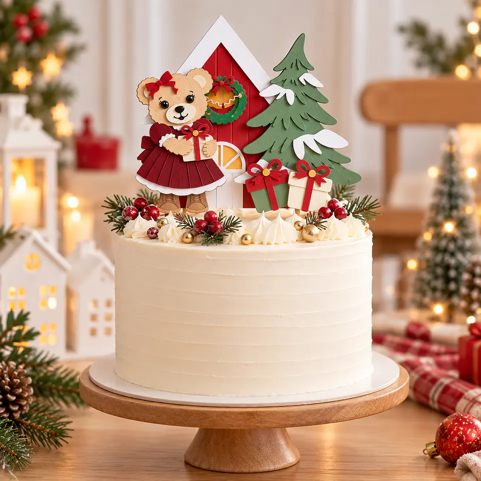 Arquivo de Corte Topo de Bolo Natal Ursinha 2 1