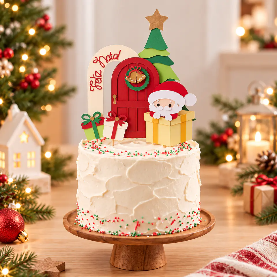 Arquivo de Corte Topo de Bolo Natal Papai Noel 11 1