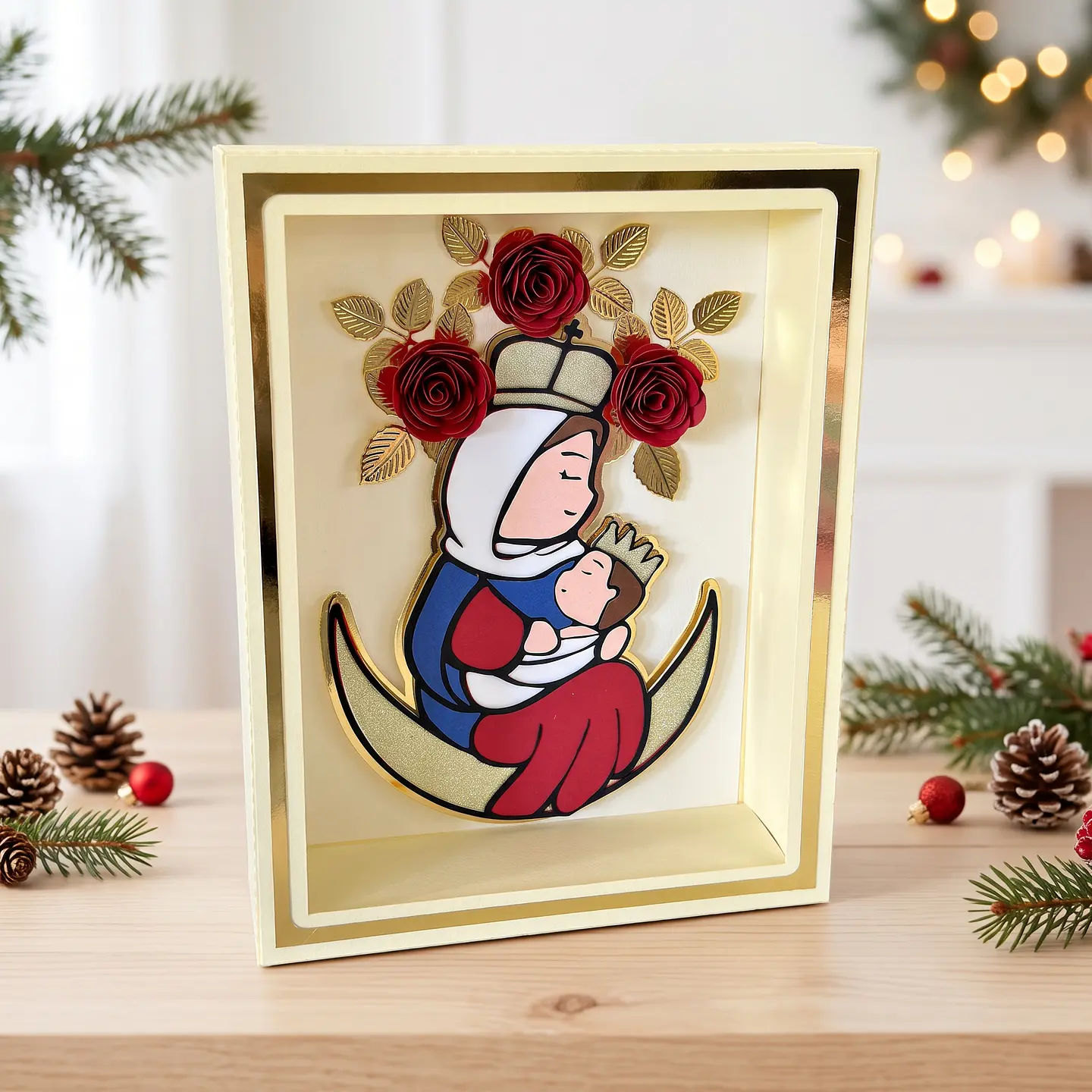 Arquivo de Corte Caixas Multiuso Quadro Mãe de Jesus + Carta Natal 1 1