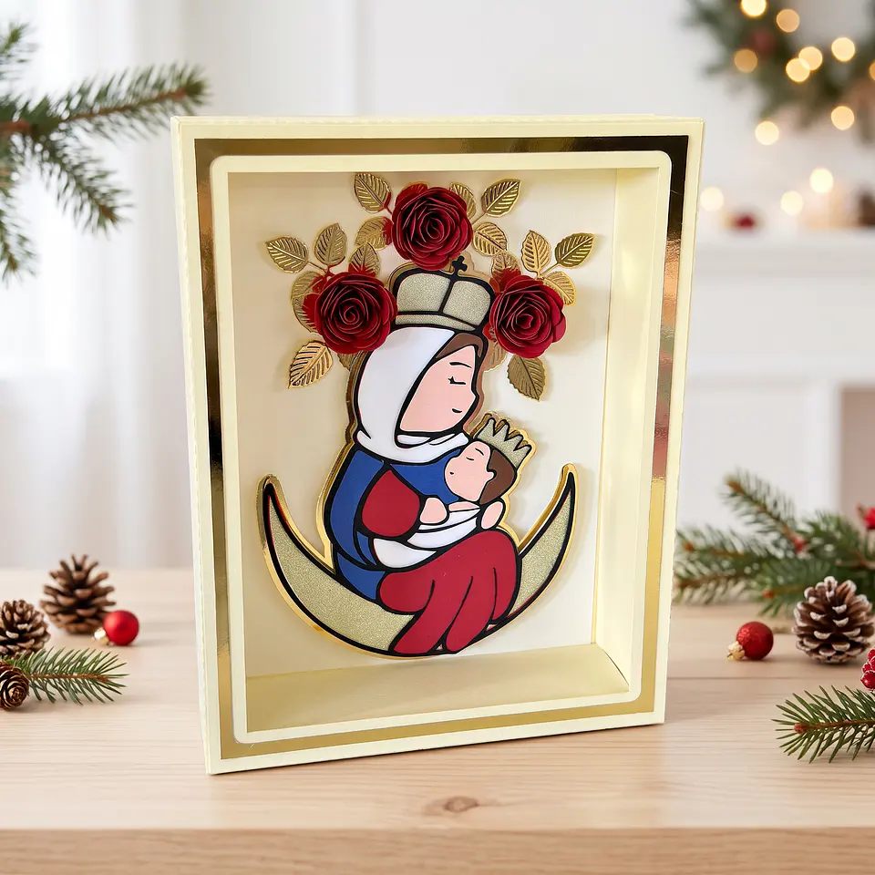 Arquivo de Corte Caixas Multiuso Quadro Mãe de Jesus + Carta Natal 1 1
