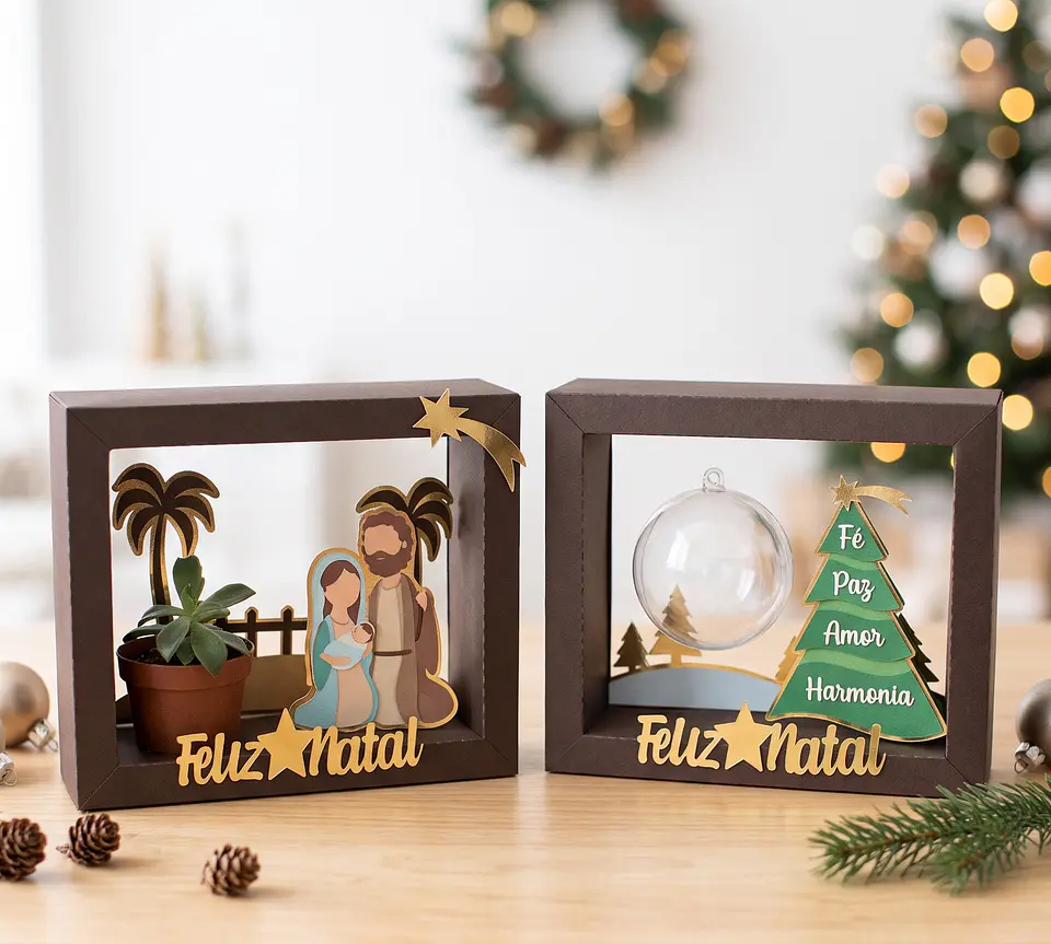 Arquivo de Corte Caixas Multiuso Quadro Cenário Natal 1 1