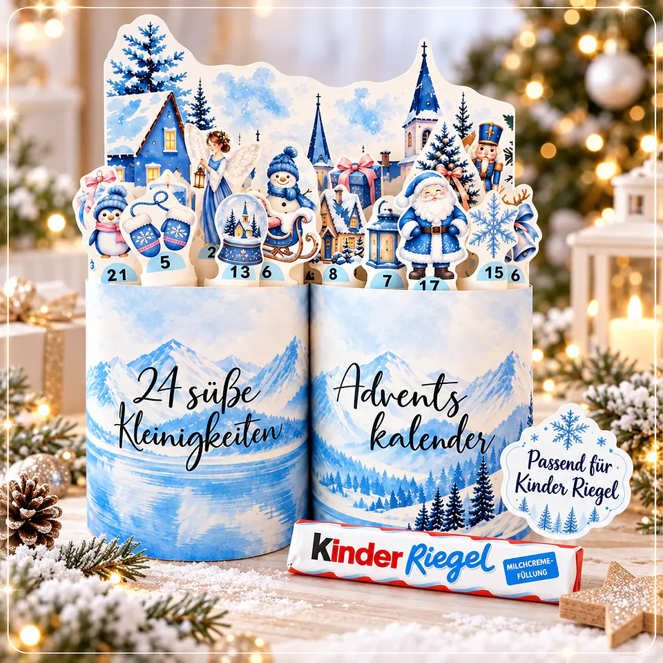 Arquivo de Corte Calendário do Advento Kinder Natal Azul 1 1