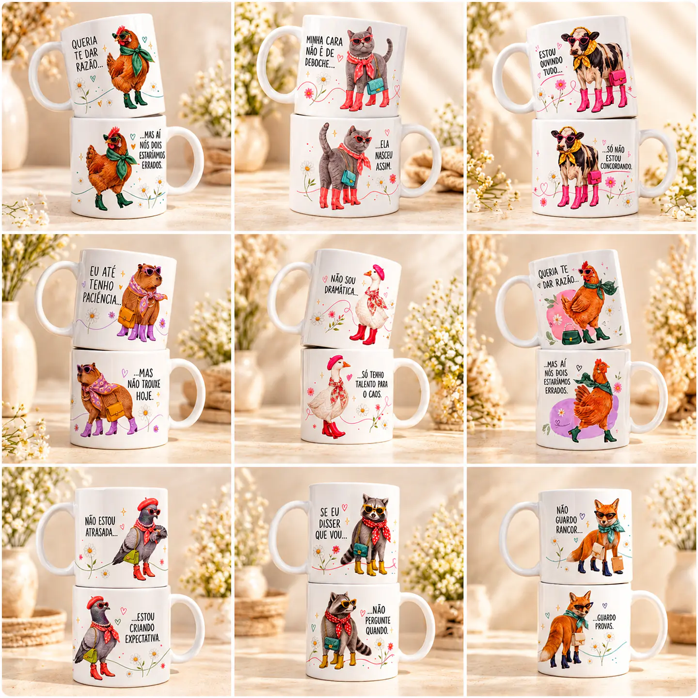 Sublimação - Canecas Animais Ironicos 1