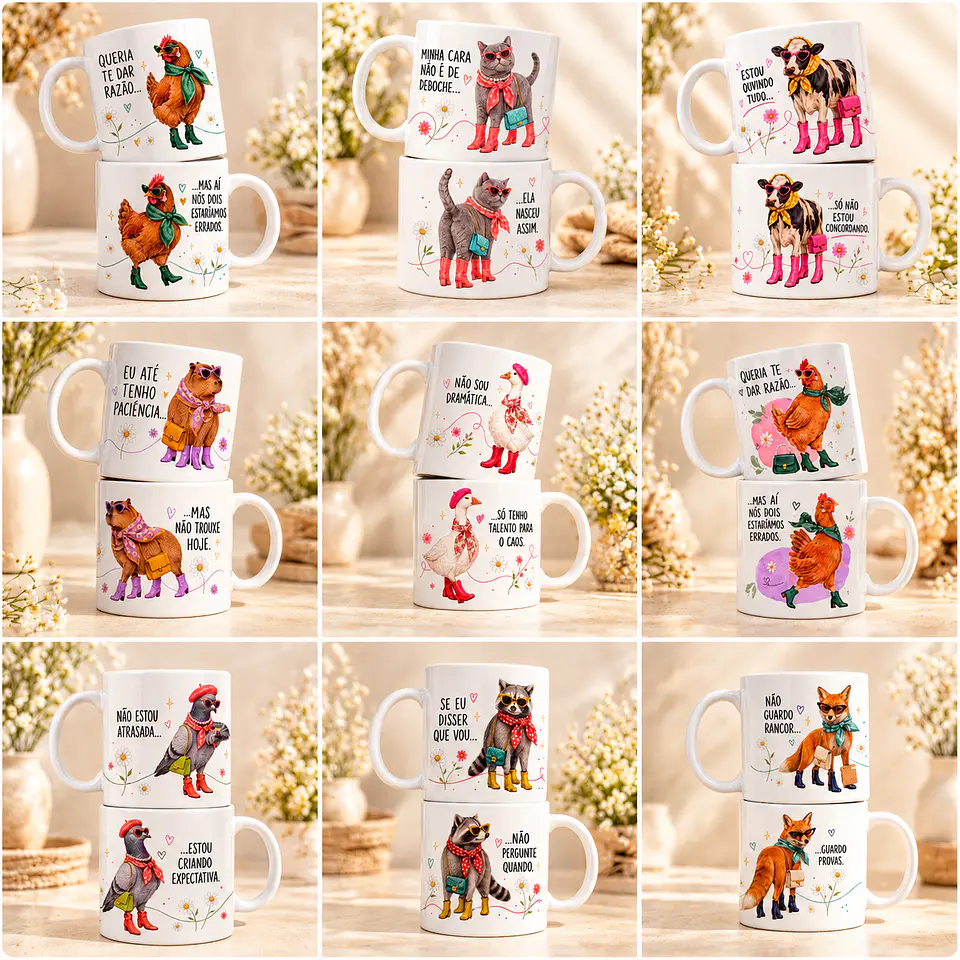Sublimação - Canecas Animais Ironicos 1