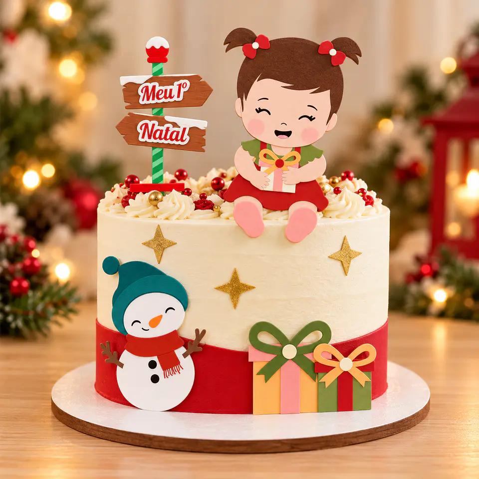 Arquivo de Corte Topo de Bolo Natal Bebê Criança Menina 17 1