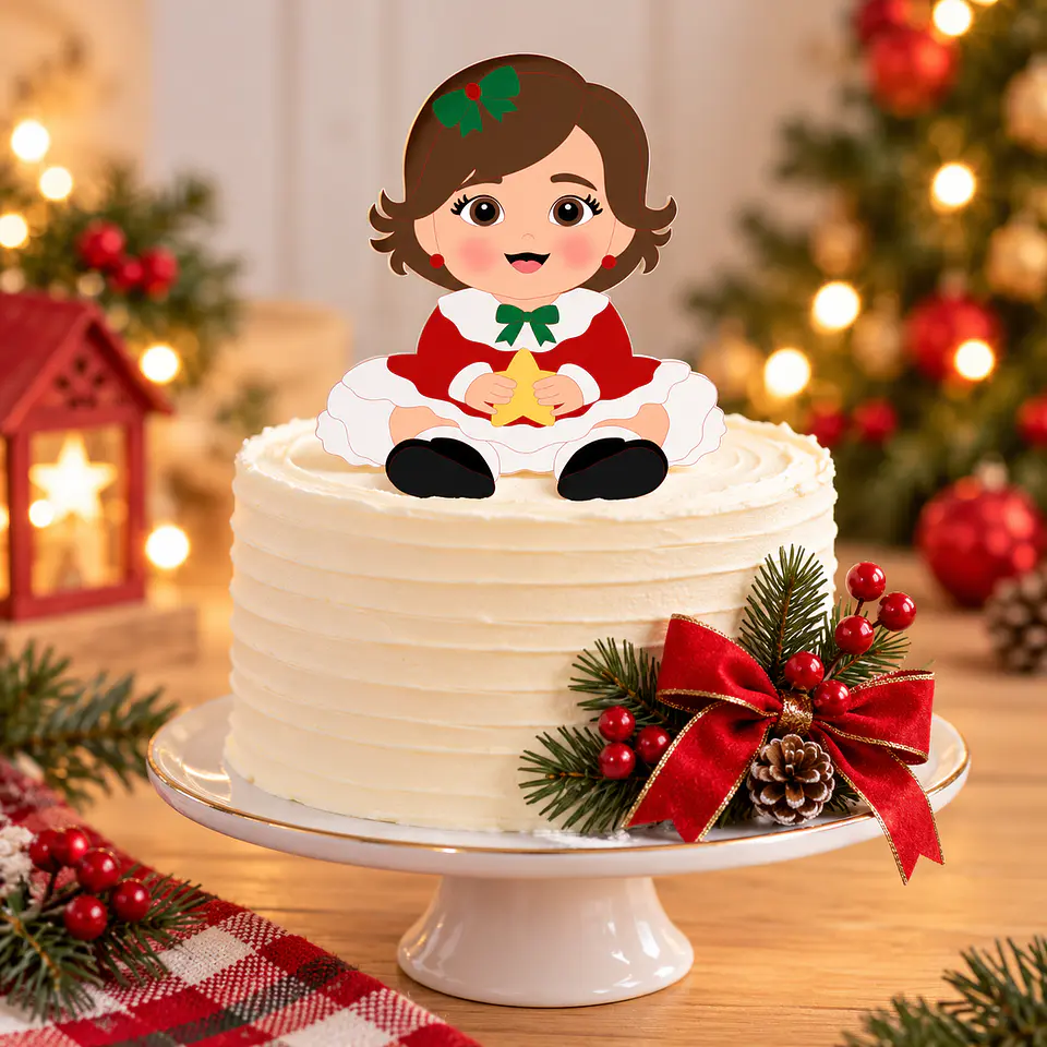 Arquivo de Corte Topo de Bolo Natal Bebê Criança Menina 12 1