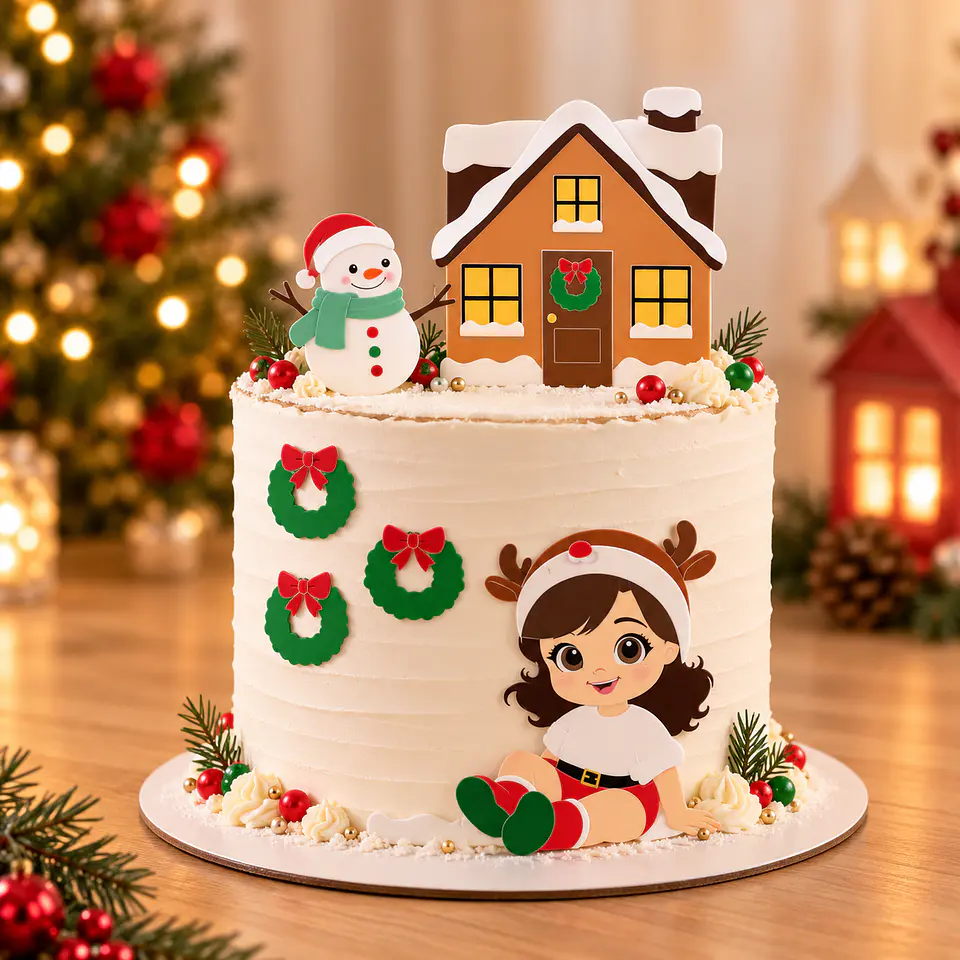 Arquivo de Corte Topo de Bolo Natal Bebê Criança Menina 10 1
