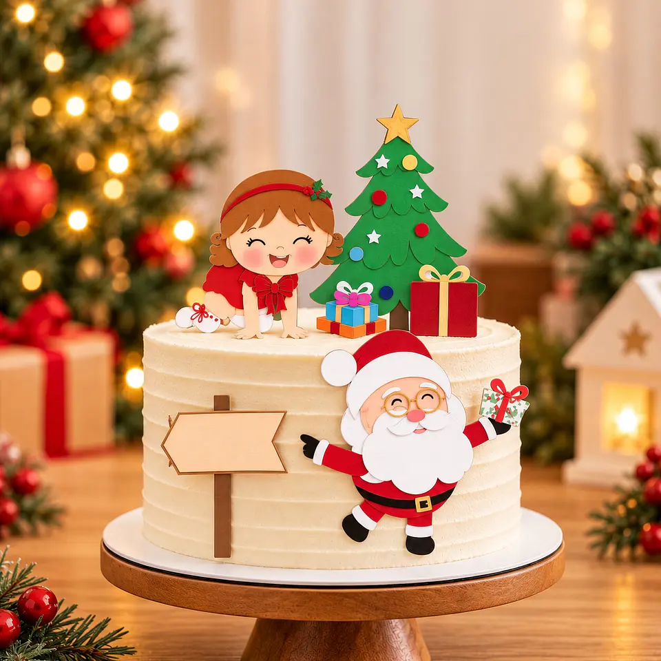 Arquivo de Corte Topo de Bolo Natal Bebê Criança Menina 9 1