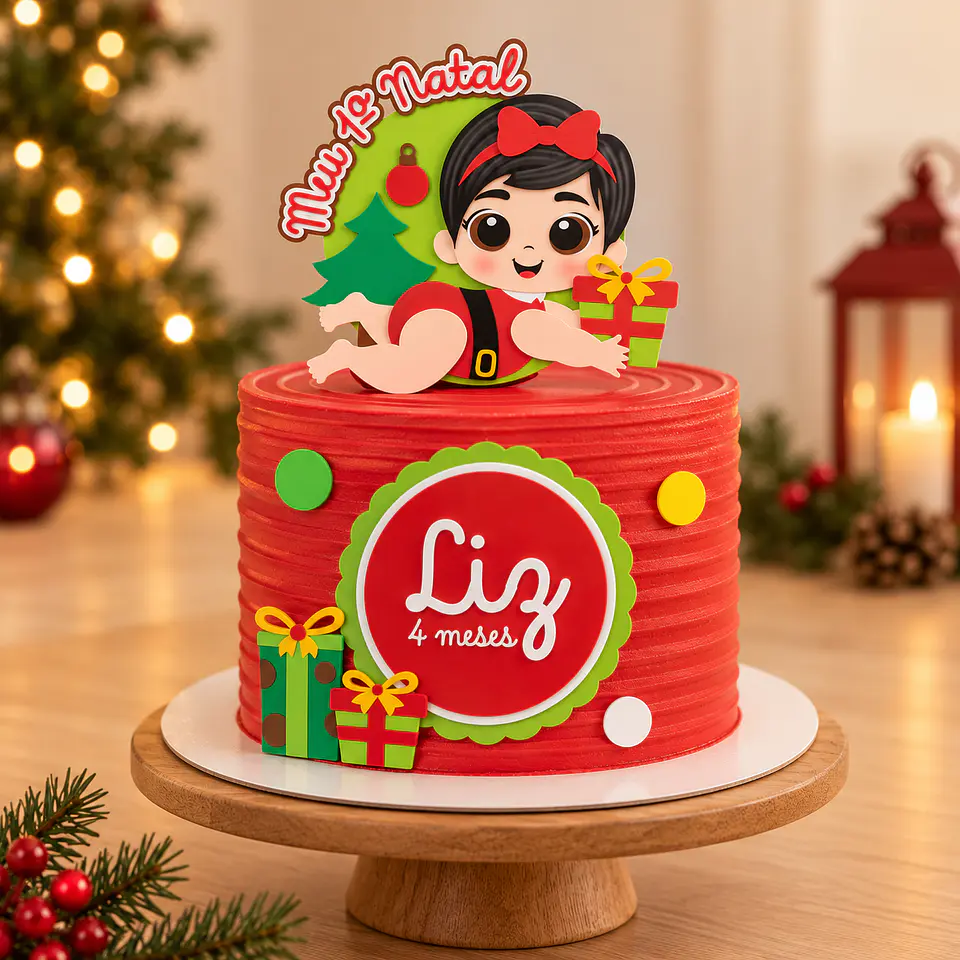 Arquivo de Corte Topo de Bolo Natal Bebê Criança Menina 8 1